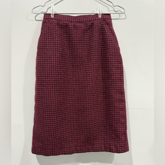 Vintage Giorgio Sant'Angelo Wool Skirt Houndstooth Red & Black/size 6 - Picture 4 of 10